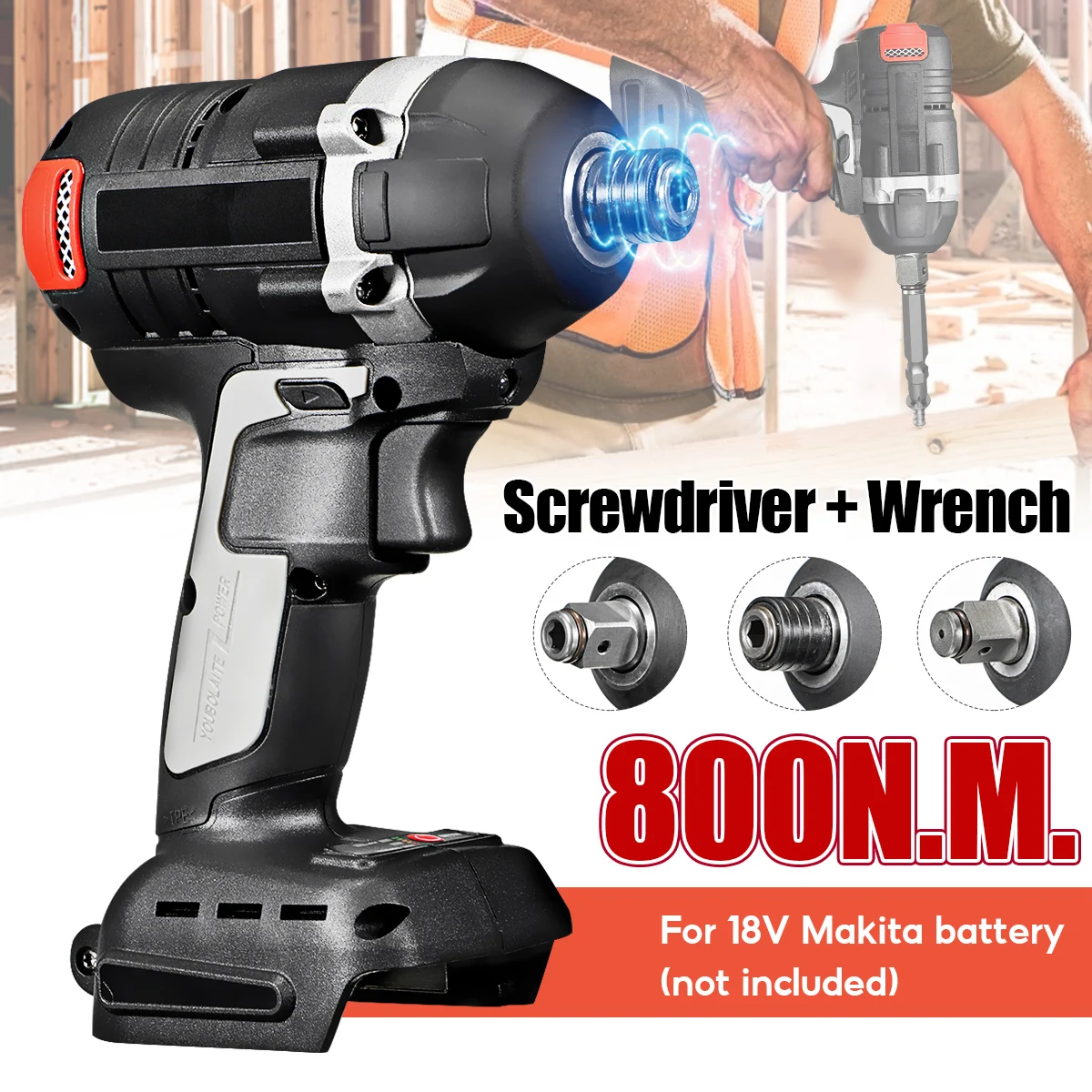18V 800Nm Electric Brushless Impact Wrench Rechargeable 1/2 Socket Cordless Wrench Power Tool For Makita Battery DTW285Z
18V 800Nm Electric Brushless Impact Wrench Rechargeable 1/2 Socket Cordless Wrench Power Tool For Makita Battery DTW285Z