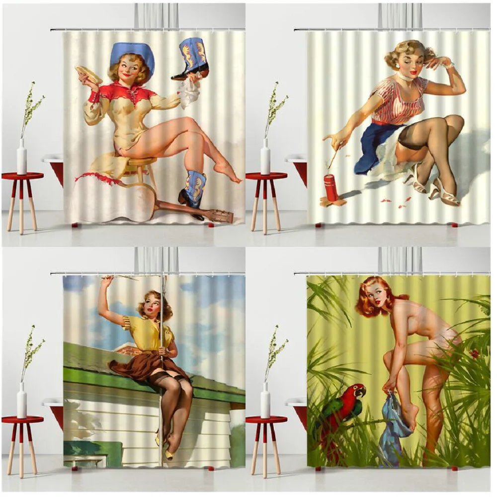 American Style Sexy Girl Shower Curtain Temptation Good Shape Waterproof Polyester Fabric With Hook Homeware Furnishing
American Style Sexy Girl Shower Curtain Temptation Good Shape Waterproof Polyester Fabric With Hook Homeware Furnishing