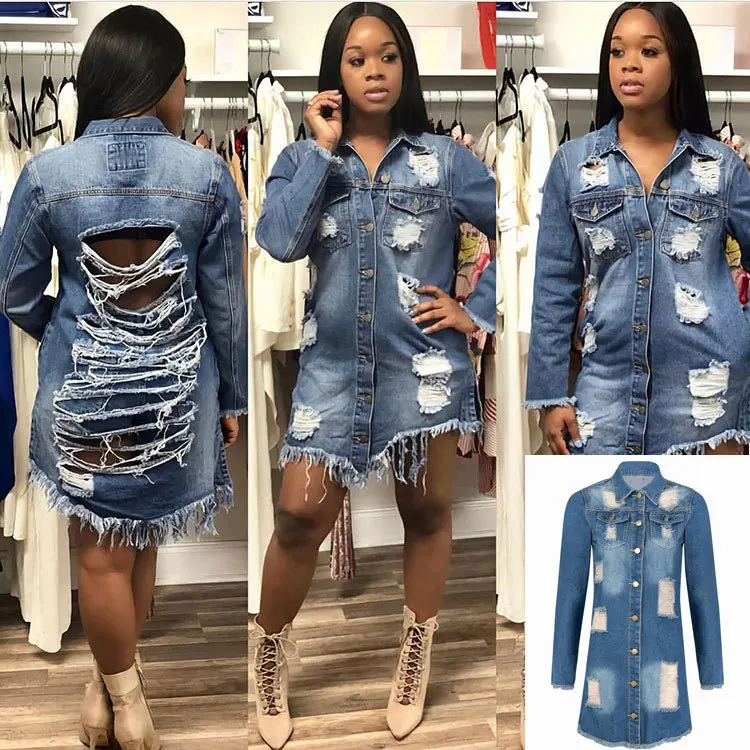 Autumn New new Women's Ripped Mid-Length Torn Wind Halter Asymmetric Denim Jacket Casual Cowgirls Coat
Autumn New new Women's Ripped Mid-Length Torn Wind Halter Asymmetric Denim Jacket Casual Cowgirls Coat