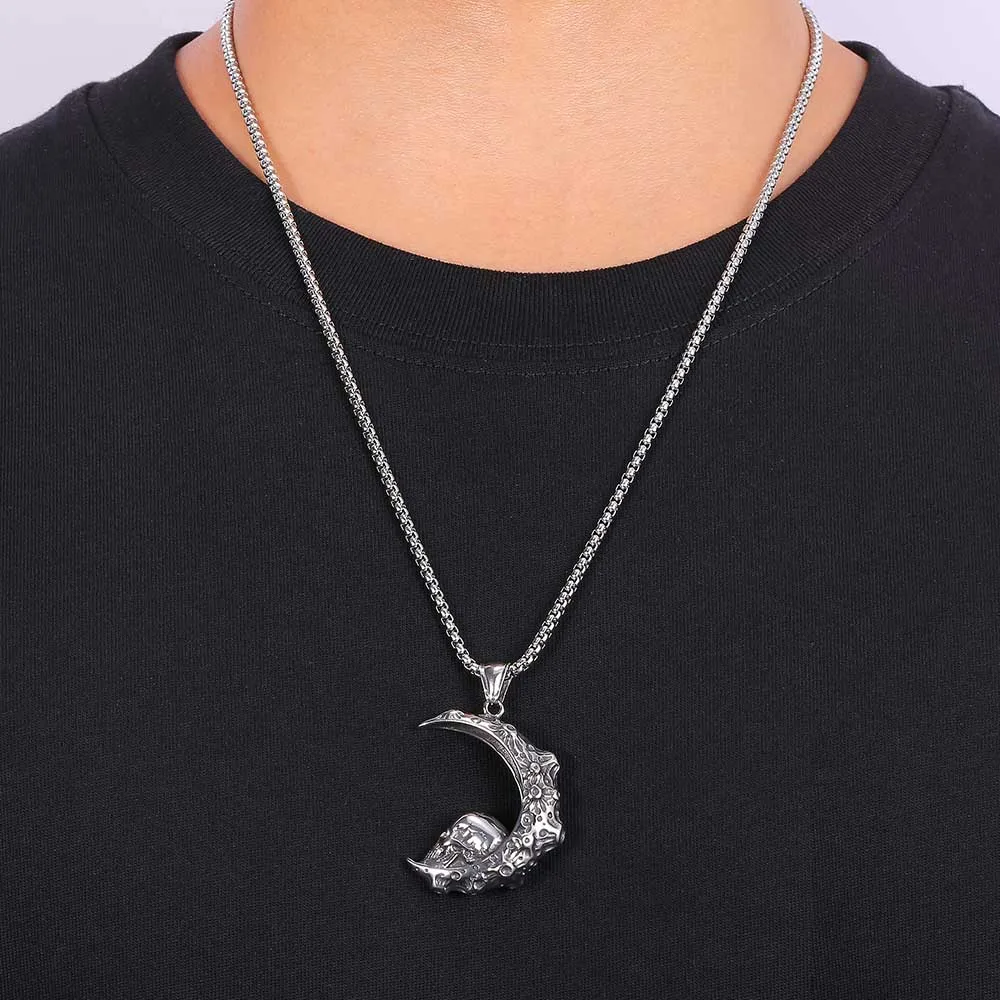 New Punk Moon Skull Necklace Pendant For Men Male Gothic Jewelry Boy Gift Stainless steel Neck Chains Gift GL0051
New Punk Moon Skull Necklace Pendant For Men Male Gothic Jewelry Boy Gift Stainless steel Neck Chains Gift GL0051