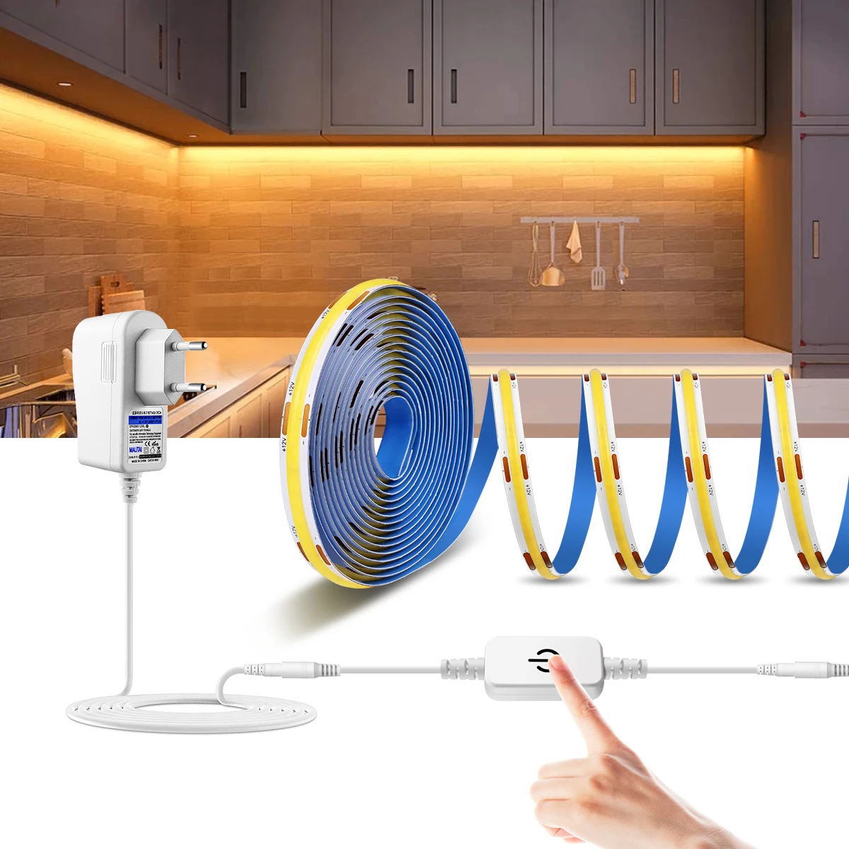 Сенсорный выключатель, кухонный светильник, 12 В постоянного тока, Светодиодная лента COB CRI 90, высокая яркость, гибкая, с регулируемой яркость... 
Сенсорный выключатель, кухонный светильник, 12 В постоянного тока, Светодиодная лента COB CRI 90, высокая яркость, гибкая, с регулируемой яркость...