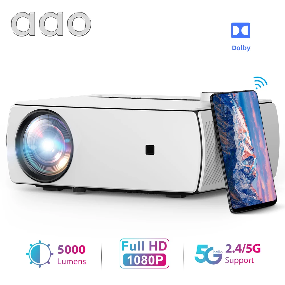 

AAO YG430 1920 x 1080P Mini Projector YG431 5G WiFi LED Portable Proyector for 2K 4K Home Theater Smart Movie Video 3D Beamer