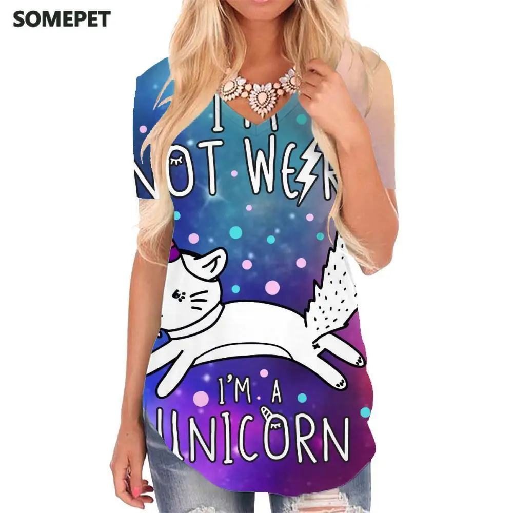 SOMEPET Unicorn T Shirt Women Animal T-shirts 3d Galaxy Funny T shirts Colorful V-neck Tshirt Womens Clothing Fashion Printed
SOMEPET Unicorn T Shirt Women Animal T-shirts 3d Galaxy Funny T shirts Colorful V-neck Tshirt Womens Clothing Fashion Printed