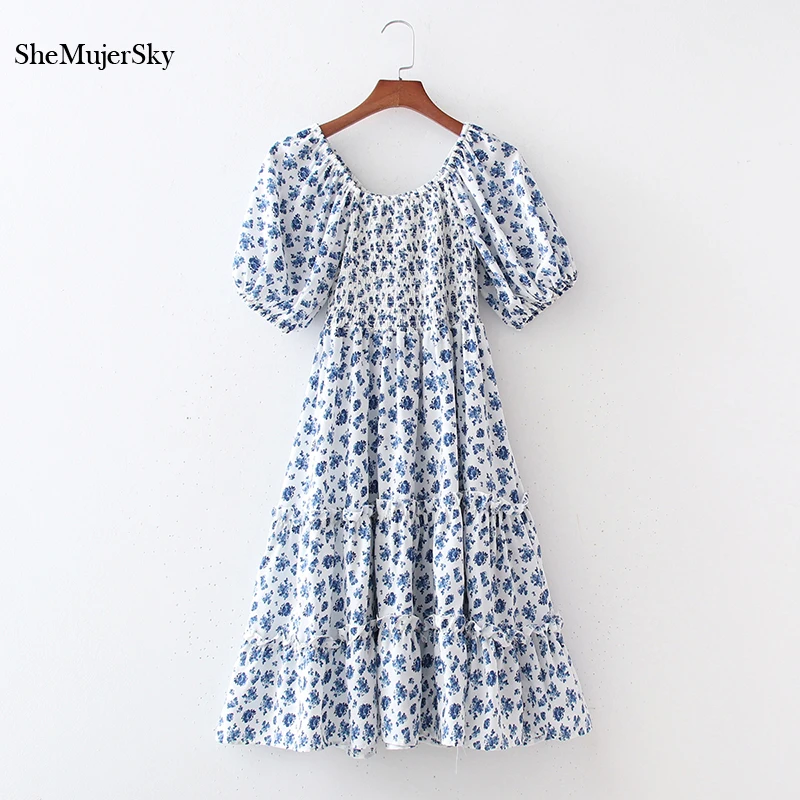 SheMujerSky Women Off Shoulder Midi Dress Summer Short Sleeve Elastic Spliced Ruffles A-line Floral Print Dresses 2021
SheMujerSky Women Off Shoulder Midi Dress Summer Short Sleeve Elastic Spliced Ruffles A-line Floral Print Dresses 2021