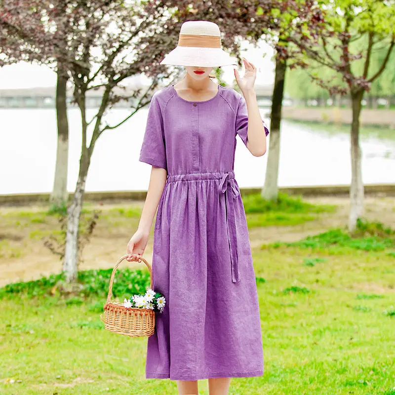 2021 Women Spring Summer Casual Solid Midi Dress Female Slim Lace Up Vintage Short Sleeve Dresses Lady Loose A-line Vestidos J89
2021 Women Spring Summer Casual Solid Midi Dress Female Slim Lace Up Vintage Short Sleeve Dresses Lady Loose A-line Vestidos J89