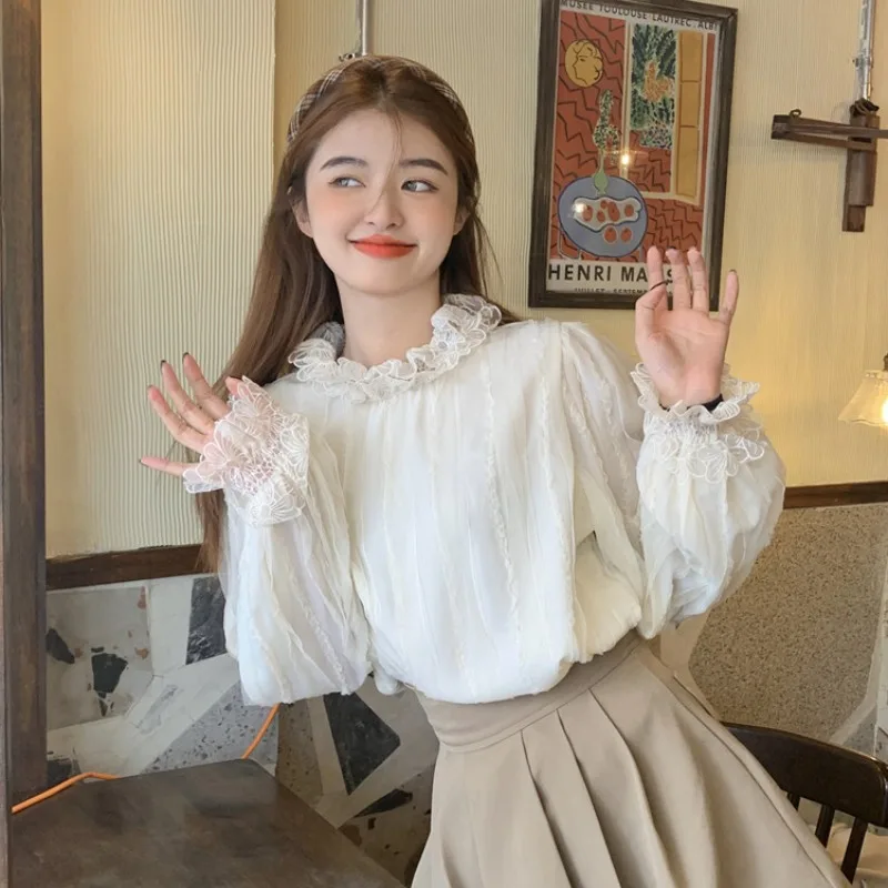 Winter New French Style Series All-match Prairie Chic Shirts Sweet Oversize Women's Clothing Puff Sleeve Straight O-Neck Trend
Winter New French Style Series All-match Prairie Chic Shirts Sweet Oversize Women's Clothing Puff Sleeve Straight O-Neck Trend