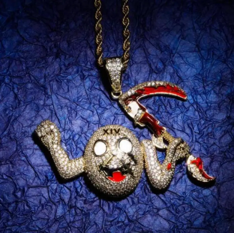 Cartoon Funny Expression Take Sickle Zircon Pendant Hip Hop Fashion Jewelry Gift Rock Necklace
Cartoon Funny Expression Take Sickle Zircon Pendant Hip Hop Fashion Jewelry Gift Rock Necklace