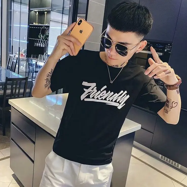 Korean slim summer Casual Short Sleeve men's trend printed T-shirt 2021 NEW
Korean slim summer Casual Short Sleeve men's trend printed T-shirt 2021 NEW
