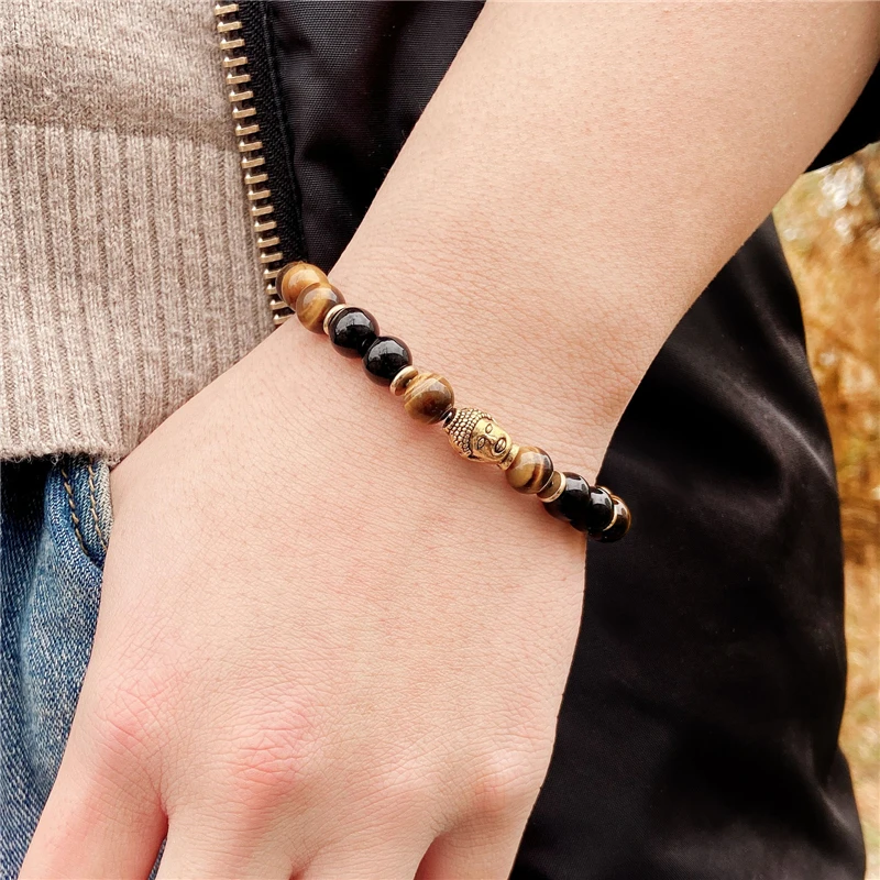 Natural Stone Tiger Eye Beads Bracelet Gold Buddha Head Elastic Rope Charm Lucky Bracelet for Women Men Prayer Buddhism Jewelry
Natural Stone Tiger Eye Beads Bracelet Gold Buddha Head Elastic Rope Charm Lucky Bracelet for Women Men Prayer Buddhism Jewelry