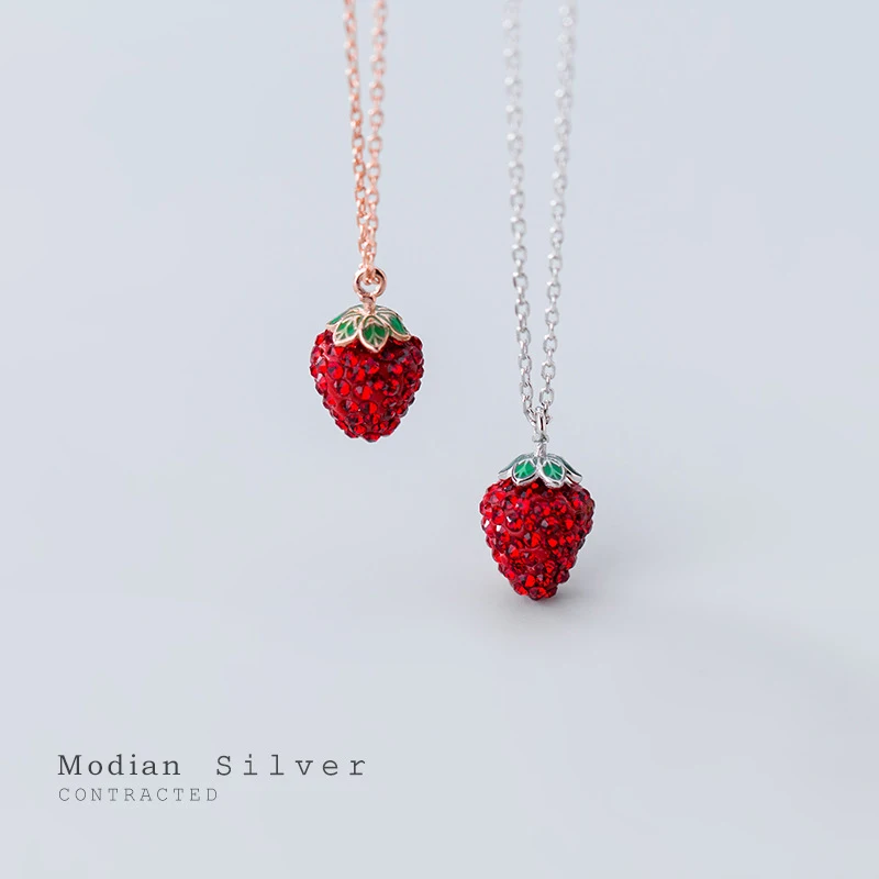 Modian Genuine 925 Sterling Silver Fashion 3D Strawberry Pendant Necklace for Women Crystal Chain Link Necklaces Fine Jewelry
Modian Genuine 925 Sterling Silver Fashion 3D Strawberry Pendant Necklace for Women Crystal Chain Link Necklaces Fine Jewelry