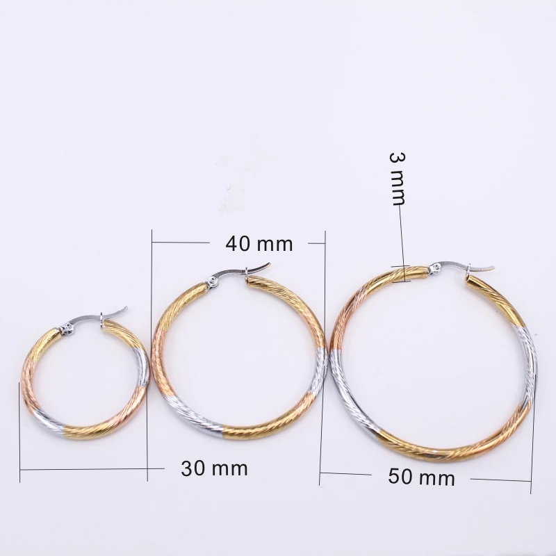Three color Popular Hoop earrings Multiple size options 3mm thickness Smooth Stainless steel jewelry LH934
Three color Popular Hoop earrings Multiple size options 3mm thickness Smooth Stainless steel jewelry LH934