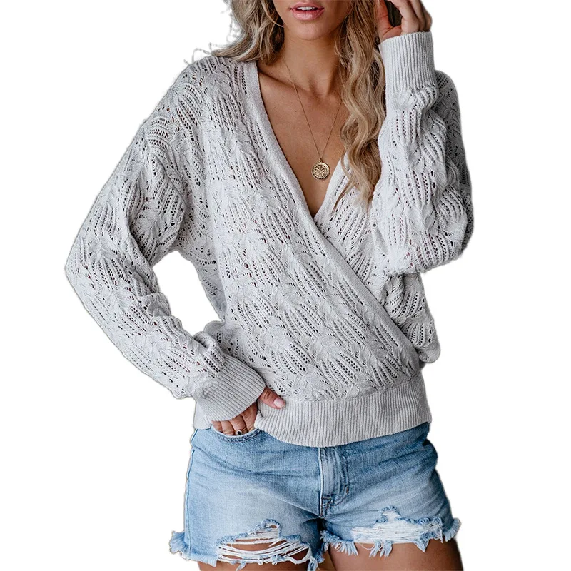 Knitted Sweater Women 2021 Autumn And Winter New Solid Color Pullover Long-Sleeved Hollow V-Neck Fashion Sweaters T117
Knitted Sweater Women 2021 Autumn And Winter New Solid Color Pullover Long-Sleeved Hollow V-Neck Fashion Sweaters T117