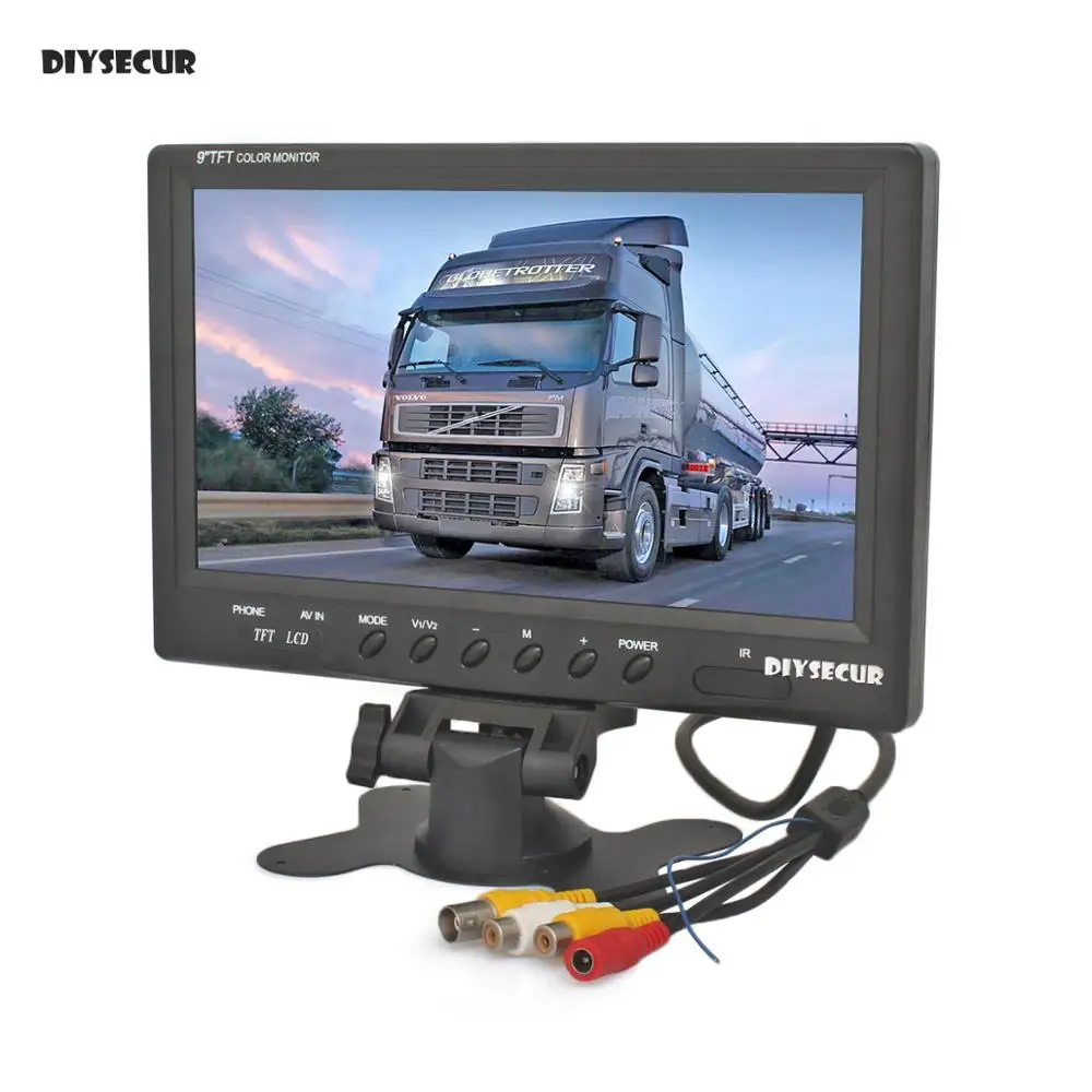 

DIYSECUR 9" TFT LCD Car Monitor Display Car Reverse Rear View Monitor Screen with BNC / AV Input Remote Control DVD VCR