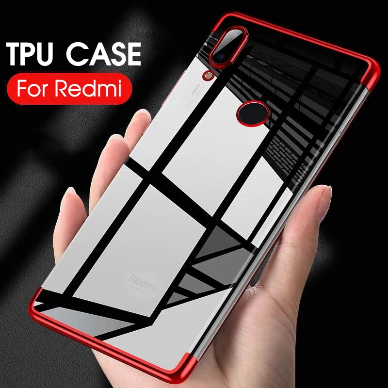 

Soft Clear Ultrathin Phone Case for Xiaomi Redmi Note 7 Pro Note7 7Pro TPU Plating Silicone Transparent Couples Back Cover Funda