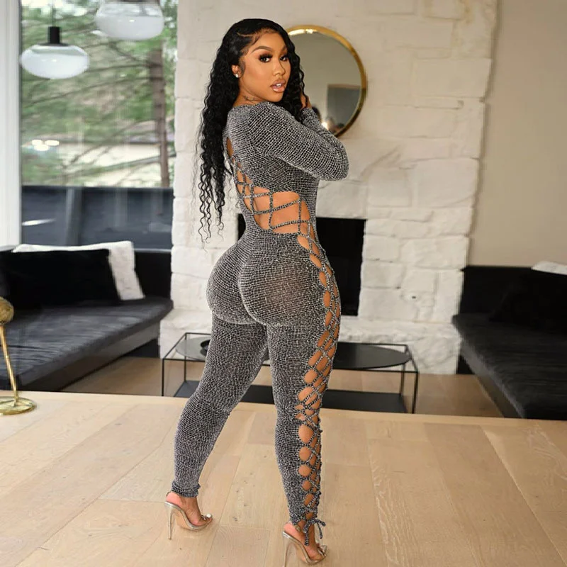 CHRONSTYLE Sexy Long Sleeve Jumpsuit Hollow Out Bandage Outfits 2021 Women Plus Size Clothes Criss-cross Club Rompers Long Pants
CHRONSTYLE Sexy Long Sleeve Jumpsuit Hollow Out Bandage Outfits 2021 Women Plus Size Clothes Criss-cross Club Rompers Long Pants