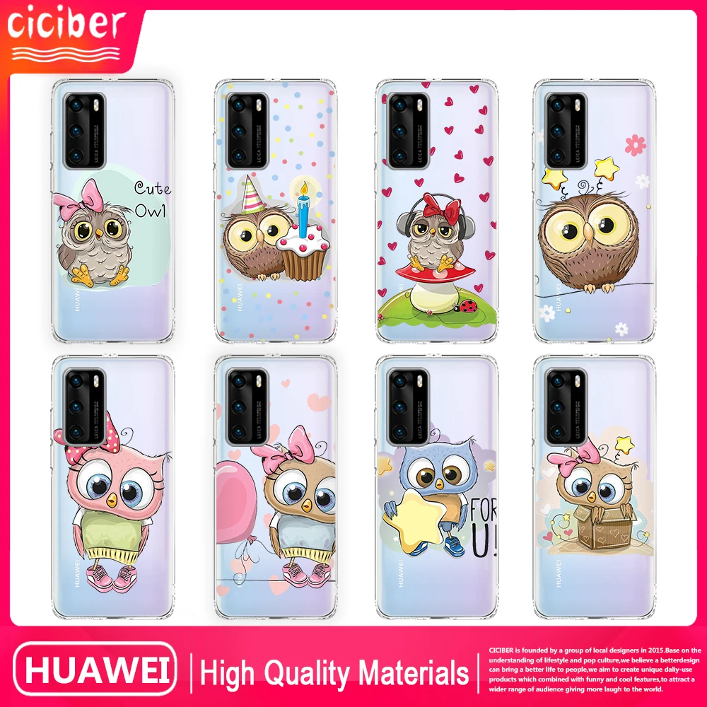 Чехол с изображением милой совы для Huawei P40 P30 P20 Lite Pro Mate 30 20 P Smart Plus 2019 Honor чехлы