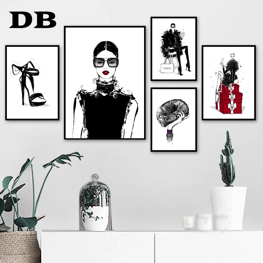 Black White Fashion Girl High Heels Bag Wall Art Canvas Painting Nordic Posters And Prints Wall Pictures For Living Room Decor
Black White Fashion Girl High Heels Bag Wall Art Canvas Painting Nordic Posters And Prints Wall Pictures For Living Room Decor