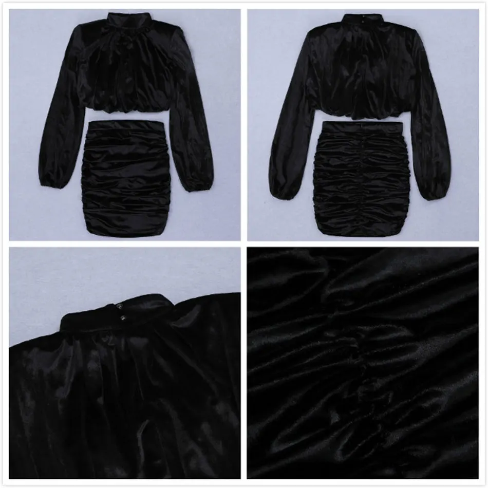 Free Shipping 2020 New Black Velvet Suit Women High Neck Lantern Sleeve Short Top & Draped Mini Skirt Club Party 2 Two Piece Set
Free Shipping 2020 New Black Velvet Suit Women High Neck Lantern Sleeve Short Top & Draped Mini Skirt Club Party 2 Two Piece Set