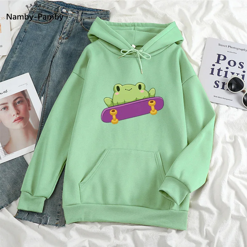 2021 new super cute skateboard frog hooded sweater printed sweater kawaii hoodie women's hoodie women's long-sleeved top 
2021 new super cute skateboard frog hooded sweater printed sweater kawaii hoodie women's hoodie women's long-sleeved top