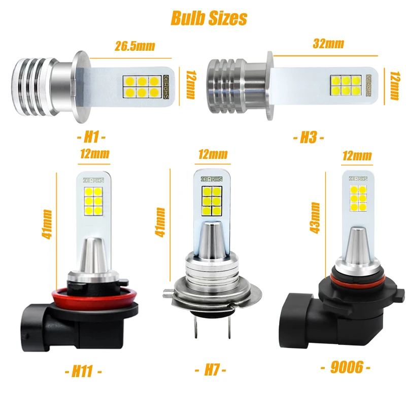2x H8 H11 H7 светодиодный лампы H1 H3 9006 HB4 туман светильник дневного DRL 6000 К Белый Свет 12V