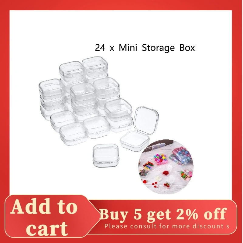 24Pcs Small Clear Plastic Beads Storage Containers Box with Hinged Lid for Storage of Small Items Crafts Hardware
24Pcs Small Clear Plastic Beads Storage Containers Box with Hinged Lid for Storage of Small Items Crafts Hardware