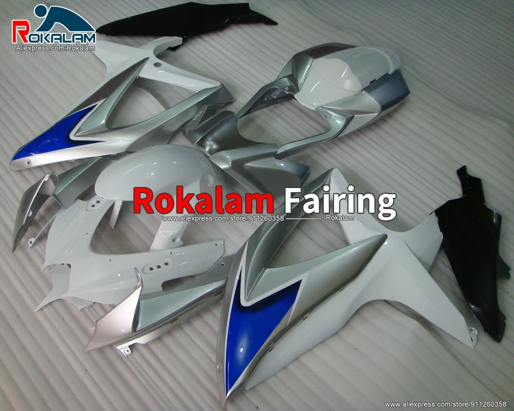 

Fairing Kit For Suzuki K8 GSXR600 GSXR750 2008 2009 2010 GSX-R600 GSX-R750 08 10 White Blue Motorbike Shell (Injection Molding)