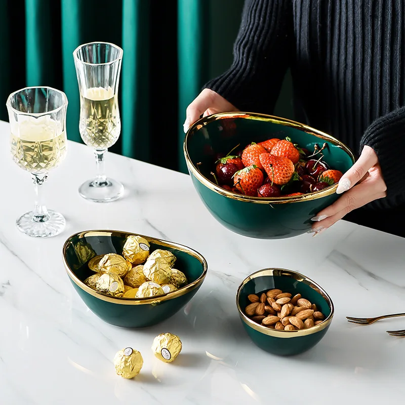 Luxury Green Glaze Ceramic Bowls Ingot Shape Salad Bowl In Gold Inlay Fruit Snack Soup Dessert Noodle Bowl Kitchen Tableware
Luxury Green Glaze Ceramic Bowls Ingot Shape Salad Bowl In Gold Inlay Fruit Snack Soup Dessert Noodle Bowl Kitchen Tableware