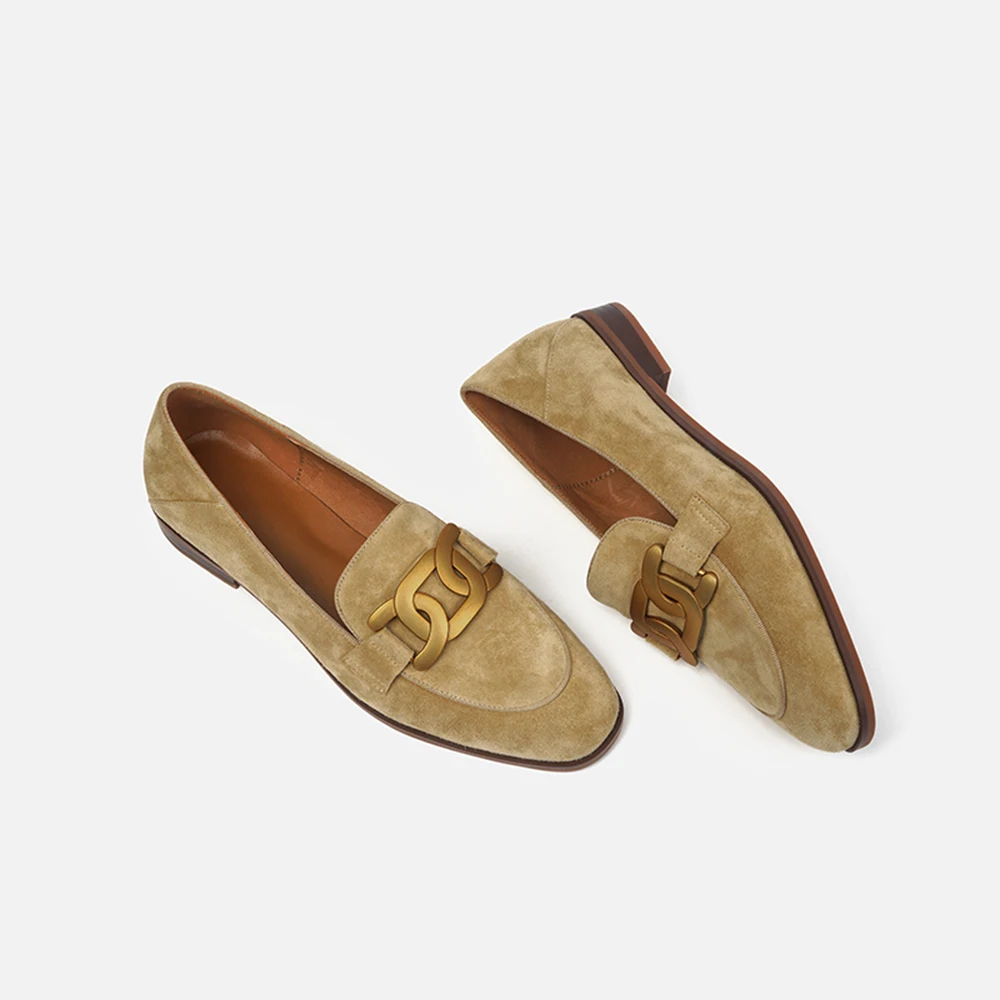 ISNOM Women Genuine Leather Flats Loafers Round Toe Sheep Suede Chain Loafers Slip on Footwear Ladies Cozy Casual Shoes 2021 New
ISNOM Women Genuine Leather Flats Loafers Round Toe Sheep Suede Chain Loafers Slip on Footwear Ladies Cozy Casual Shoes 2021 New