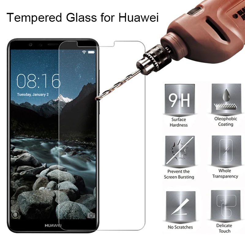 HD твердое стекло для Huawei Y5 Prime 2018 P9 Plus закаленное Y6 Mate 7 Y3 Y9 Y7 Pro Nova 2S|Защитные стёкла