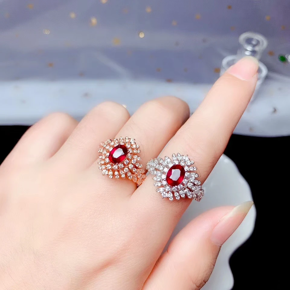 

fashion Ruby gemstone wome silver ring fine jewelry certified natural gem red color 925 sterling silver birthday Valentine gift