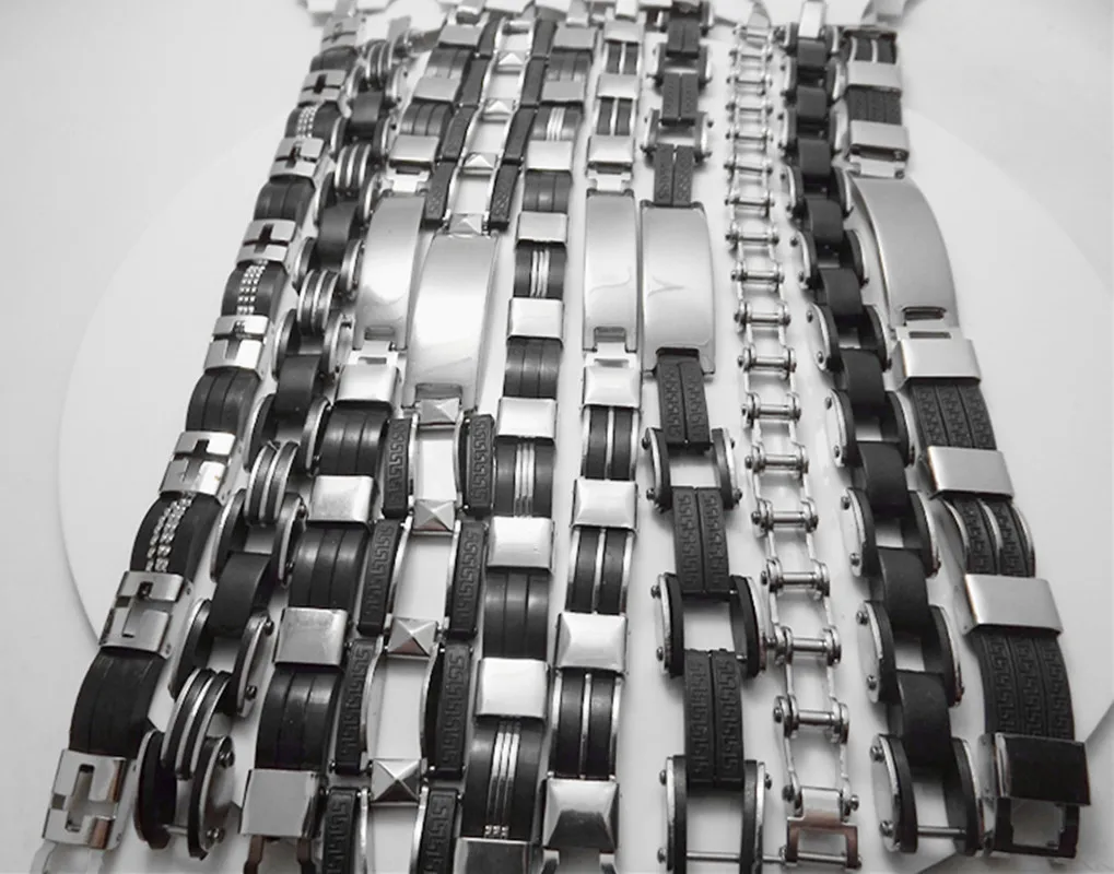 Оптовая продажа, новинка, 20 шт, мужской резиновый браслет цепь из нержавеющей стали, модные ювелирные изделия, мужские браслеты, бесплатная ...
Оптовая продажа, новинка, 20 шт, мужской резиновый браслет цепь из нержавеющей стали, модные ювелирные изделия, мужские браслеты, бесплатная ...