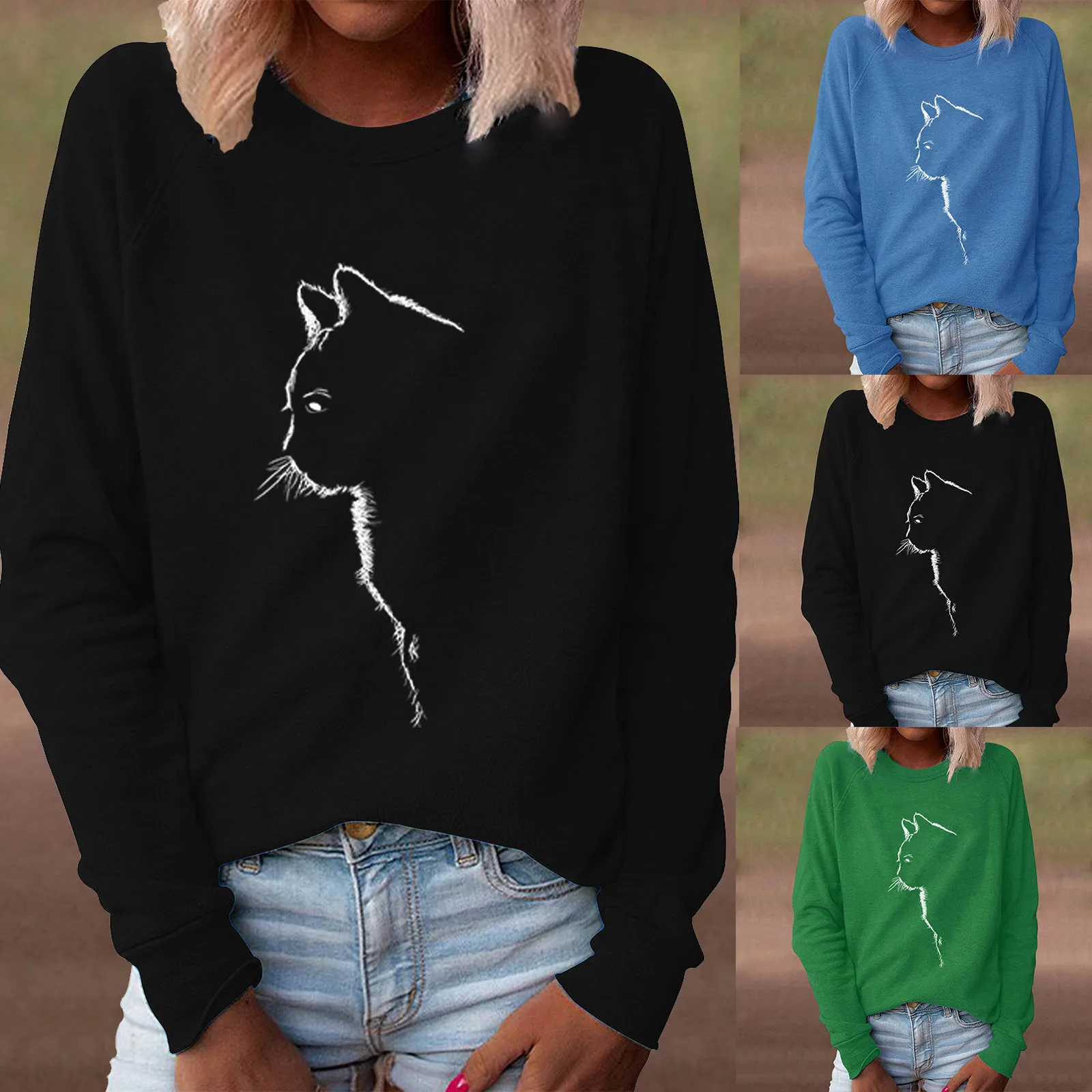 Women Long Sleeve Tee Cute Sweatshirt Cat Casual Tops Blouse Pullover Shirt Harajuku Hoodie Cute Cat Print Sweatshirt Women Sud
Women Long Sleeve Tee Cute Sweatshirt Cat Casual Tops Blouse Pullover Shirt Harajuku Hoodie Cute Cat Print Sweatshirt Women Sud