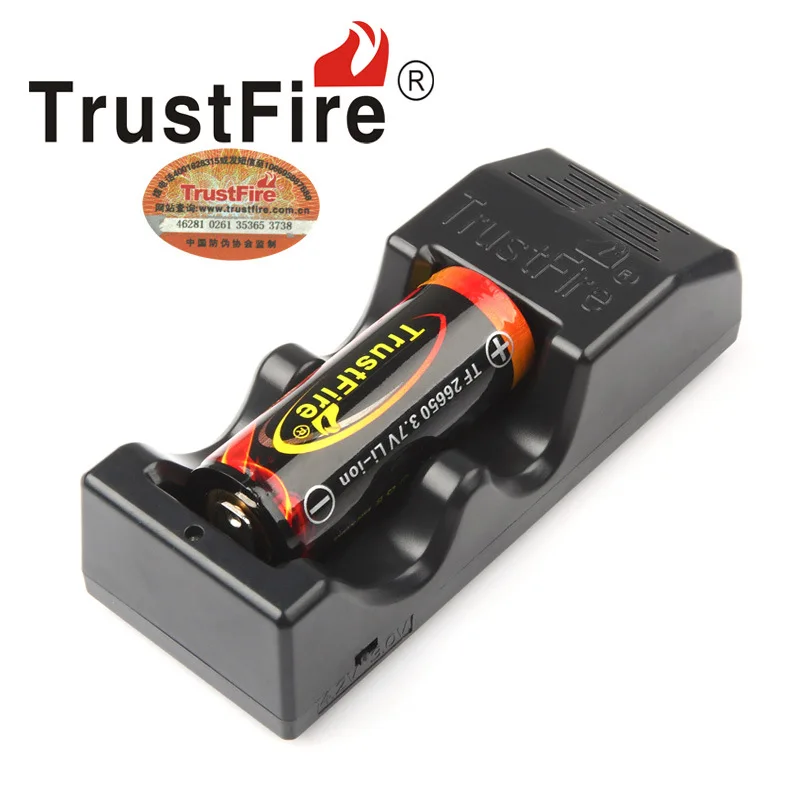 

TrustFire Protected 3.7V 5000mAh 26650 Colorful Rechargeable Lithium Battery with PCB + TrustFire TR-005 Li-ion Battery Charger