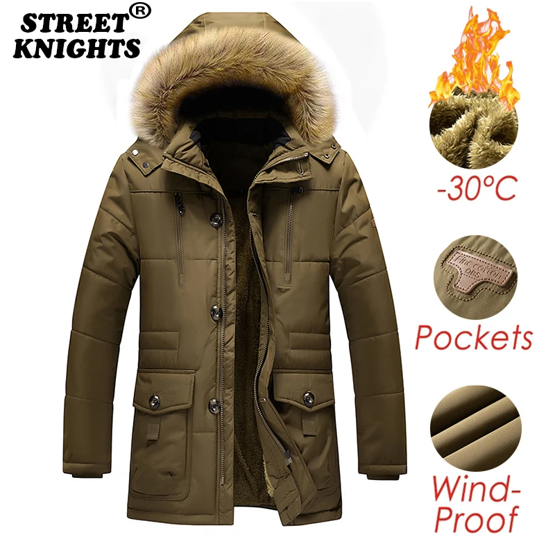 Мужская зимняя куртка с меховым воротником размеры до 7XL | одежда