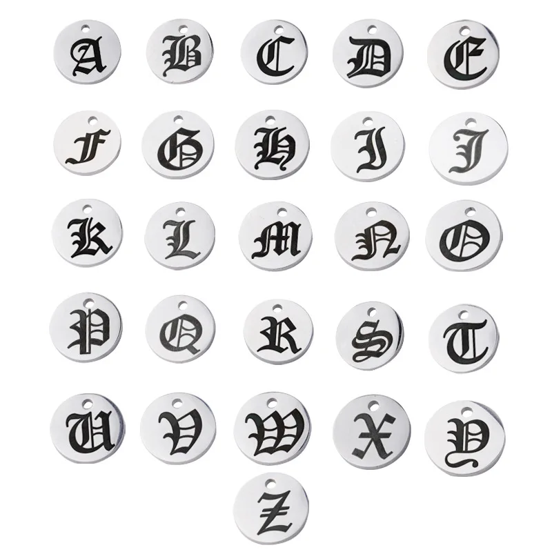 26pcs new mirror stainless steel disc laser engraving ancient English letters pendant single hole DIY accessories for necklace
26pcs new mirror stainless steel disc laser engraving ancient English letters pendant single hole DIY accessories for necklace