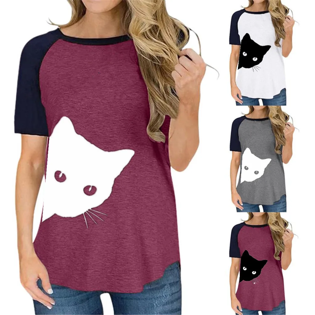 Женская футболка с коротким рукавом, Повседневная футболка с круглым вырезом и принтом Meow Mi, весна-осень 2021
Женская футболка с коротким рукавом, Повседневная футболка с круглым вырезом и принтом Meow Mi, весна-осень 2021