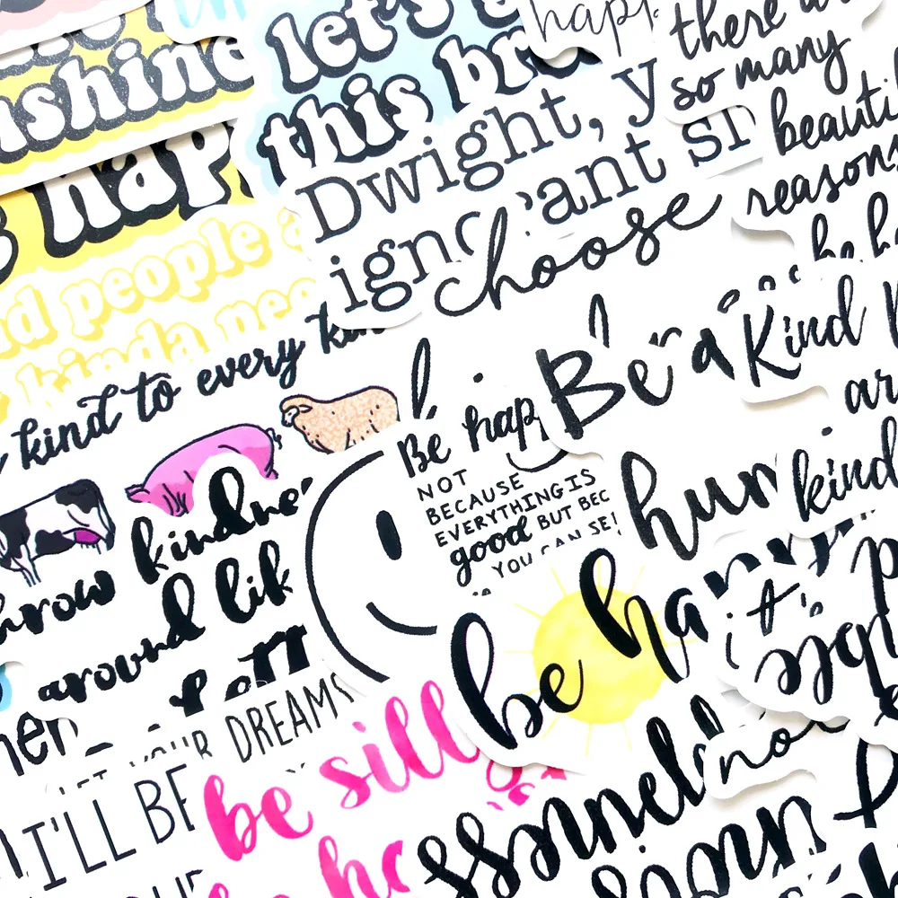 50pcs Motivational encourage happy words Letter Stickers for Laptop Suitcase Notebook Scrapbooking stationery Decal Sticker
50pcs Motivational encourage happy words Letter Stickers for Laptop Suitcase Notebook Scrapbooking stationery Decal Sticker