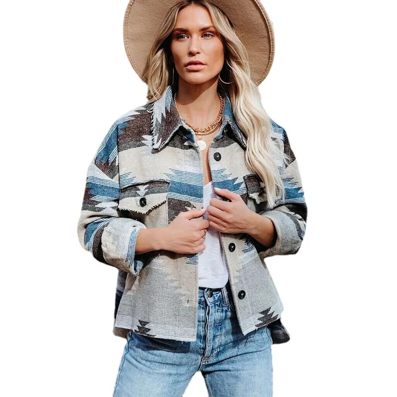 Autumn Printed Jacket Women Female Long Sleeve Overwear Winter Retro Ethnic Geometric Printed Single Breasted Woolen Baggy Coat
Autumn Printed Jacket Women Female Long Sleeve Overwear Winter Retro Ethnic Geometric Printed Single Breasted Woolen Baggy Coat