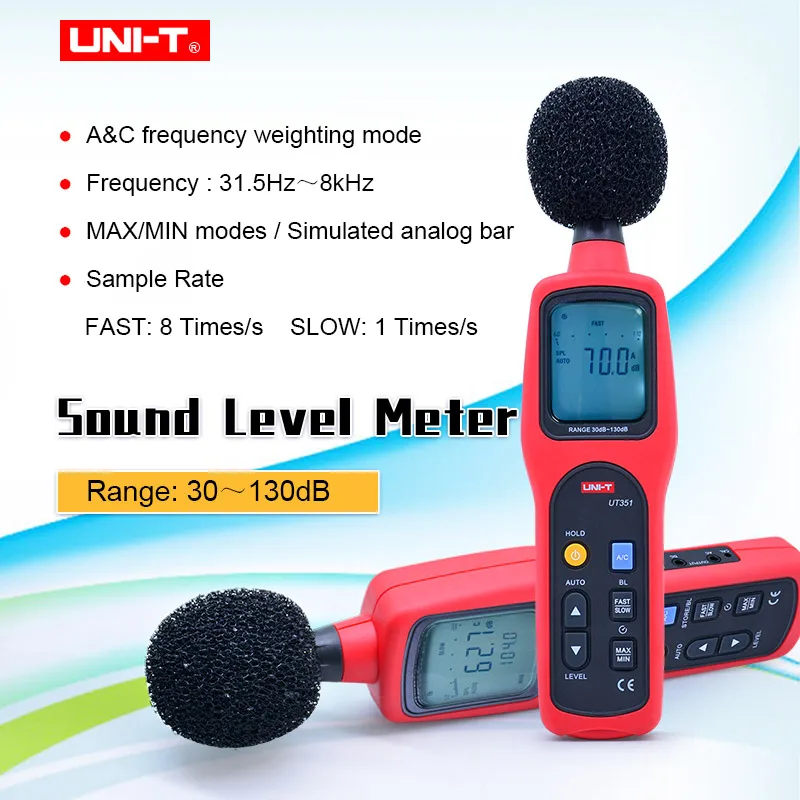Цифровой измеритель уровня звука UNI T UT351 30 130 дБ децибел шума прибор для проверки