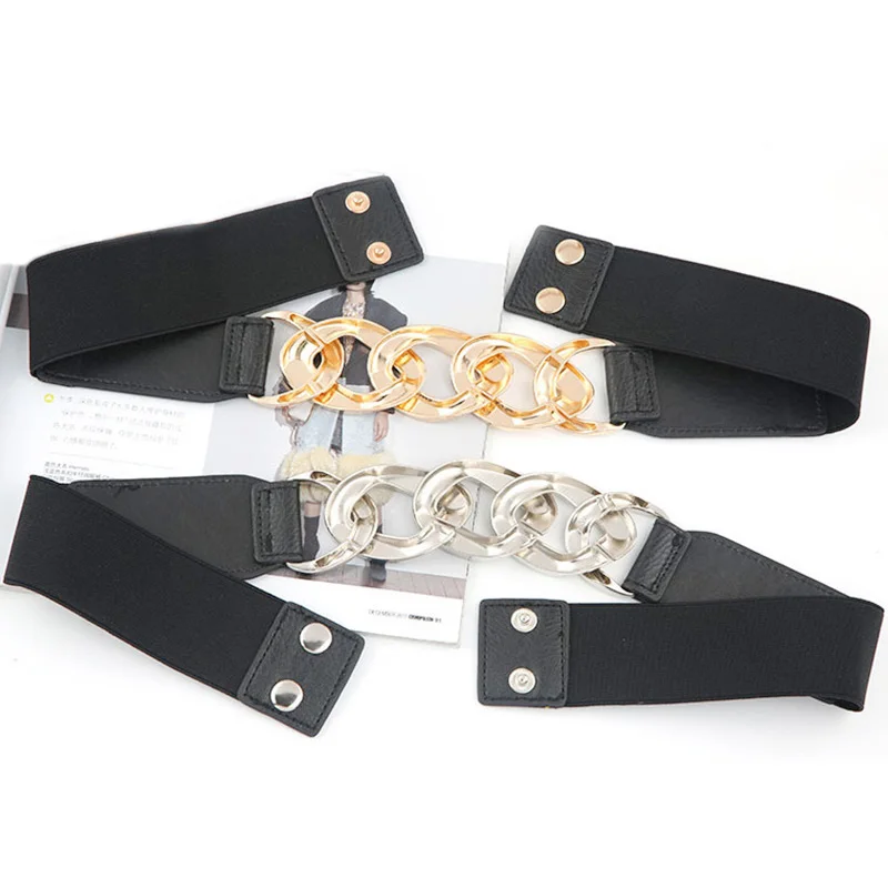 Punk Fashion Women Elastic Belts Designer Luxury Brand PU Thick Chain Waist Strap Dress Coat Sweater Lady Decorative Waistband
Punk Fashion Women Elastic Belts Designer Luxury Brand PU Thick Chain Waist Strap Dress Coat Sweater Lady Decorative Waistband