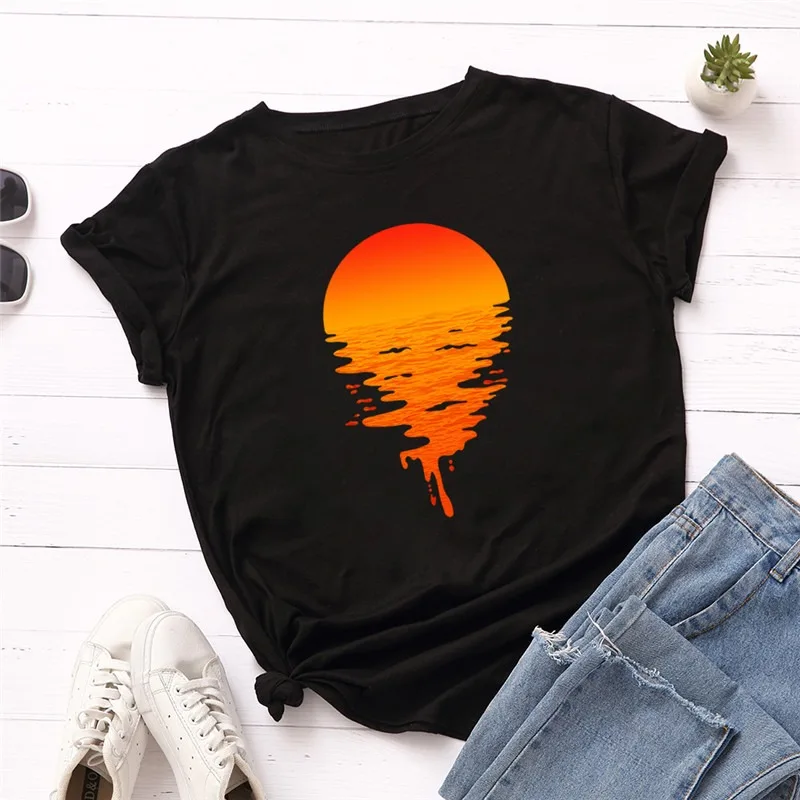 Summer T-Shirt Plus Size S-3XL New Sun Printed TShirt Women Shirts O Neck Short Sleeve Tees Black Tops Women TShirt
Summer T-Shirt Plus Size S-3XL New Sun Printed TShirt Women Shirts O Neck Short Sleeve Tees Black Tops Women TShirt