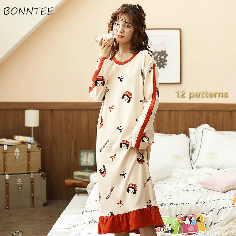 Nightgowns Women Oversized Lovely Girls Homewear Soft Ruffles Print Long Sleeve Sweet Students Night Wear 3XL Tender Mujer Cute
Nightgowns Women Oversized Lovely Girls Homewear Soft Ruffles Print Long Sleeve Sweet Students Night Wear 3XL Tender Mujer Cute