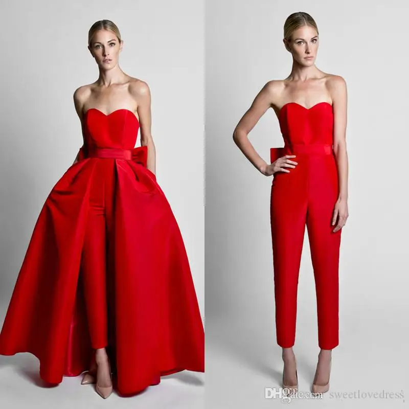 Jumpsuit Evening Dresses With Convertible Skirt Slik Satin Bow Back Sweetheart Strapless Waistband Formal Party Prom Guest Wear
Jumpsuit Evening Dresses With Convertible Skirt Slik Satin Bow Back Sweetheart Strapless Waistband Formal Party Prom Guest Wear
