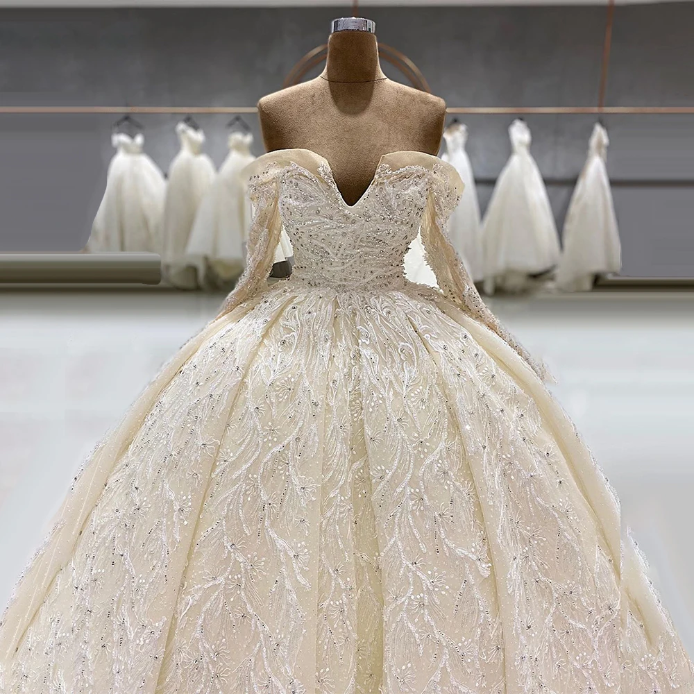 Off-The-Shoulder Long Sleeves Wedding Dress Beaded Ball Gown vestido de novia FOW32727
Off-The-Shoulder Long Sleeves Wedding Dress Beaded Ball Gown vestido de novia FOW32727