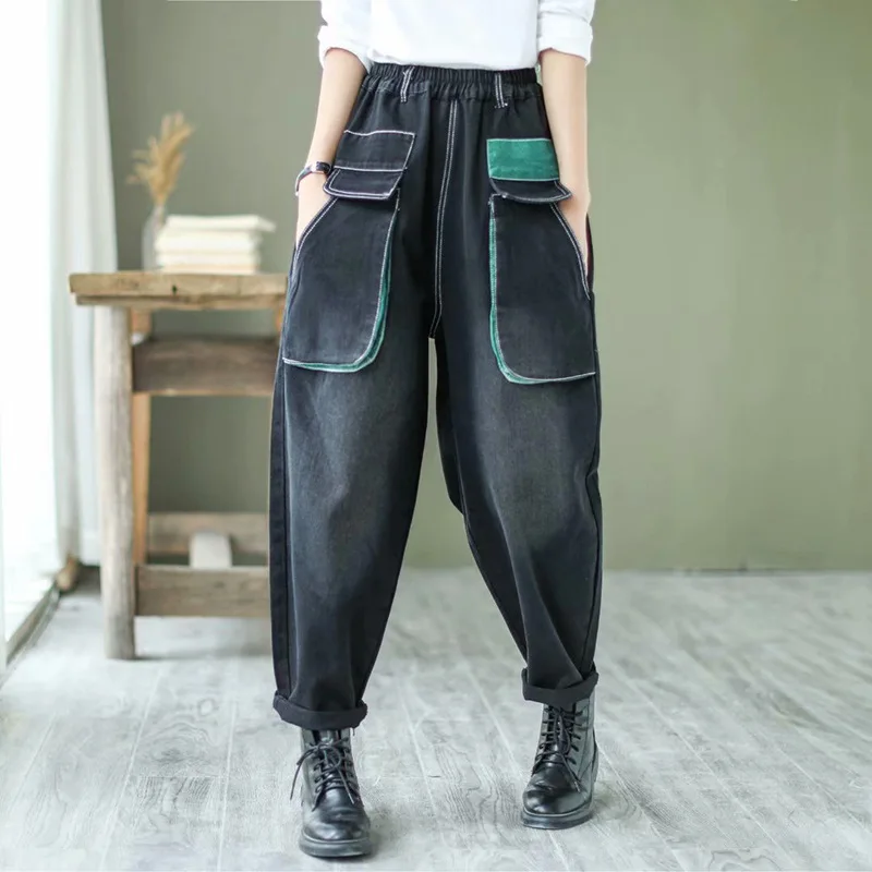 SuperAen новые осенние свободные тонкие уличные длинные джинсовые женские брюки Harlan 
SuperAen новые осенние свободные тонкие уличные длинные джинсовые женские брюки Harlan