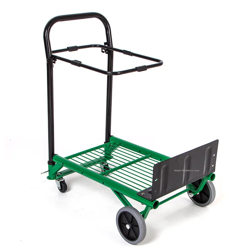 

Multipurpose Hand Truck 198lb Capacity Convertible Dolly, 4 Wheels Cart for Handling Equipment in Green, Foldable Luggage Cart