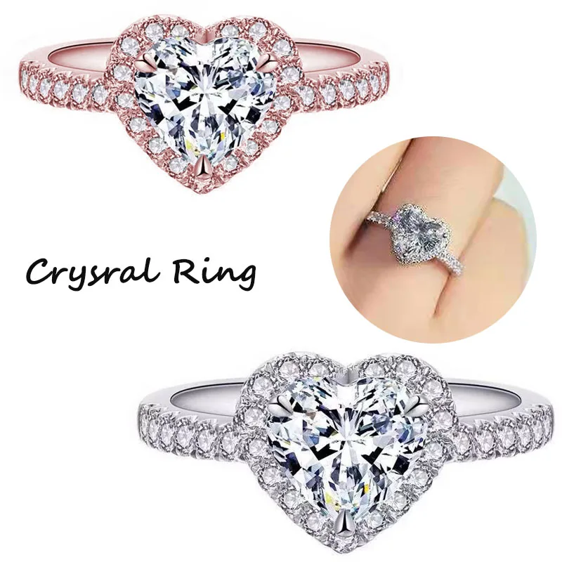 Romantic Heart Love Crystal Wedding Rings for Women Luxury Elegant Full Rhinestone Zircon Engagement Bridal Fashion Jewelry
Romantic Heart Love Crystal Wedding Rings for Women Luxury Elegant Full Rhinestone Zircon Engagement Bridal Fashion Jewelry