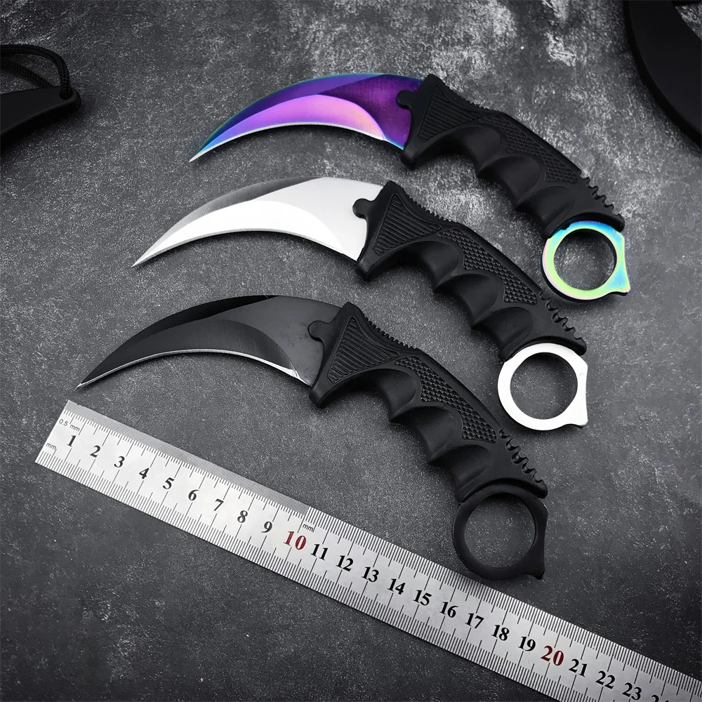 

CSGO Counter Strike Claw Karambit Fixed Blade Steel Knife ABS Plastic Handle Tactical Hunting Sharpen Survival Pocket EDC Tools