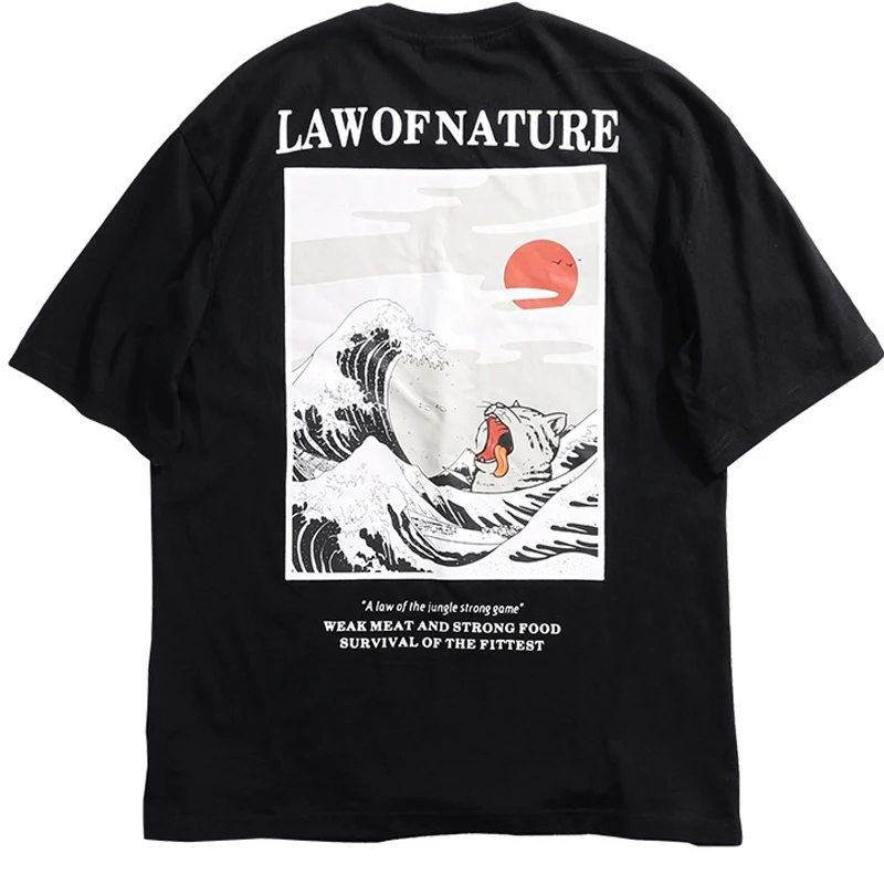 Men T-Shirt Vintage print with waves and cat printing Summer Cotton Short Sleeve Hip Hop Loose streetwear camisetas hombre
Men T-Shirt Vintage print with waves and cat printing Summer Cotton Short Sleeve Hip Hop Loose streetwear camisetas hombre
