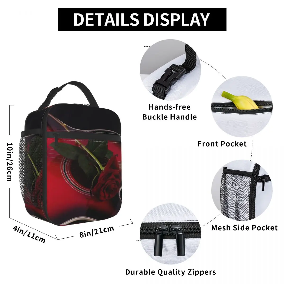 Red Guitar With Red Rose Lunch Bag for Women Men Large Insulated Lunch Box with Water Bottle Holder and Pockets
Red Guitar With Red Rose Lunch Bag for Women Men Large Insulated Lunch Box with Water Bottle Holder and Pockets